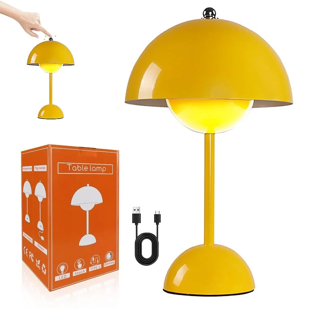 LED Настільна лампа Flowerpot Mushroom Бездротова Акумуляторна з димуванням 3 режими, фото №8