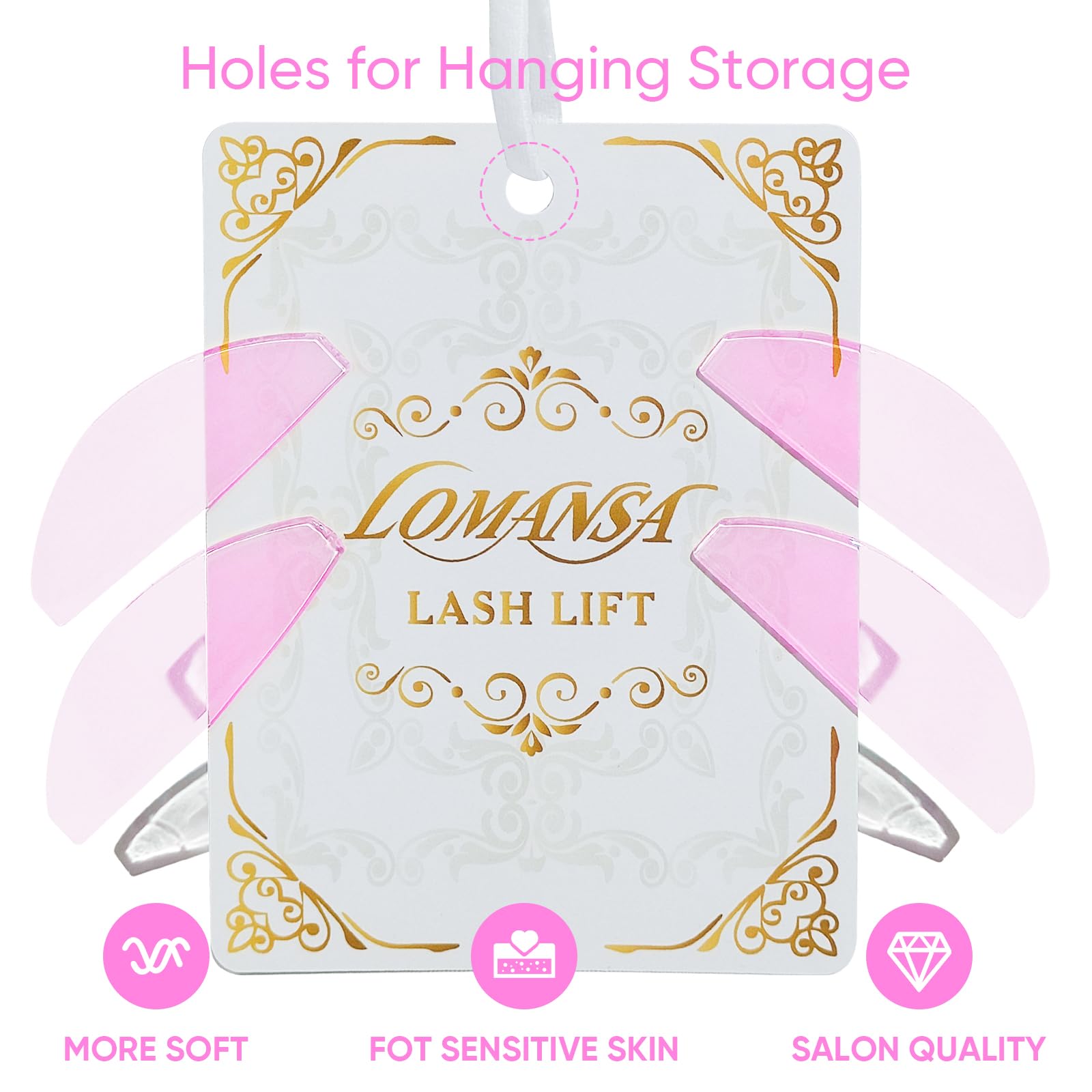 Pads Lomansa Eyelash Lifting для підняття вій тільки для завивки № 1 ультратонкі липкі багаторазові як патчі для очей або ліфтинг-вій стрічка для салону (троянда), фото №5