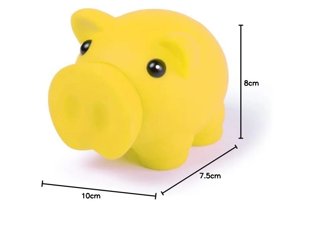 Копилка Vivid Colors Piggy Bank Мягкая резиновая Желтая 10 x 7,5 x 8 см 75 г, фото №3