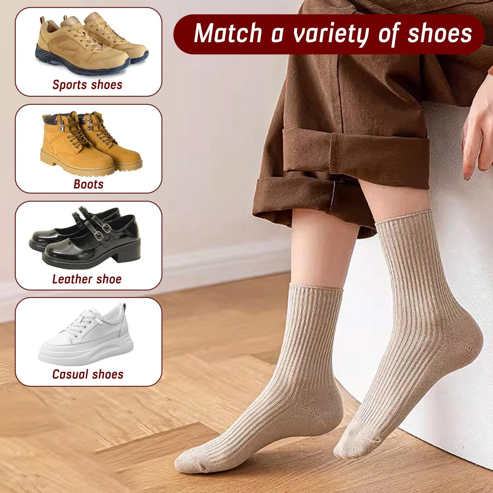 Женские носки Комплект Vin Beauty 6 пар Хлопковые спортивные носки для женщин, дышащие, для спорта, отдыха и вечеринок, фото №7