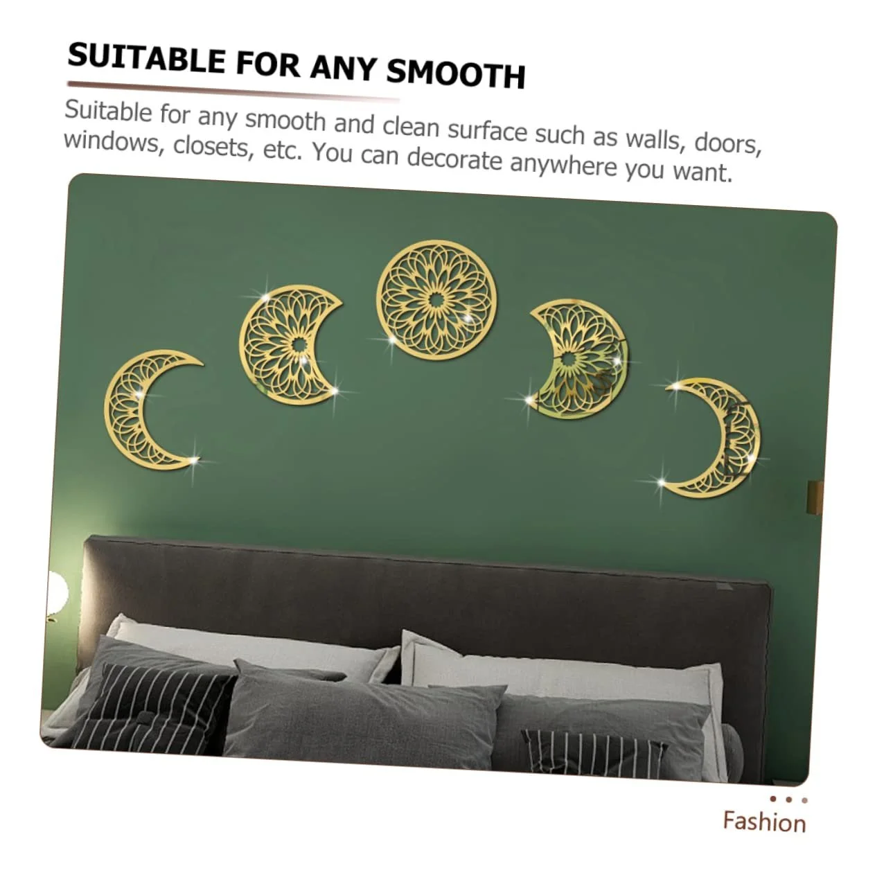 Наклейка Zerodeko 3D Moon Phase Зеркальная самоклеящаяся для спальни и офиса, фото №5