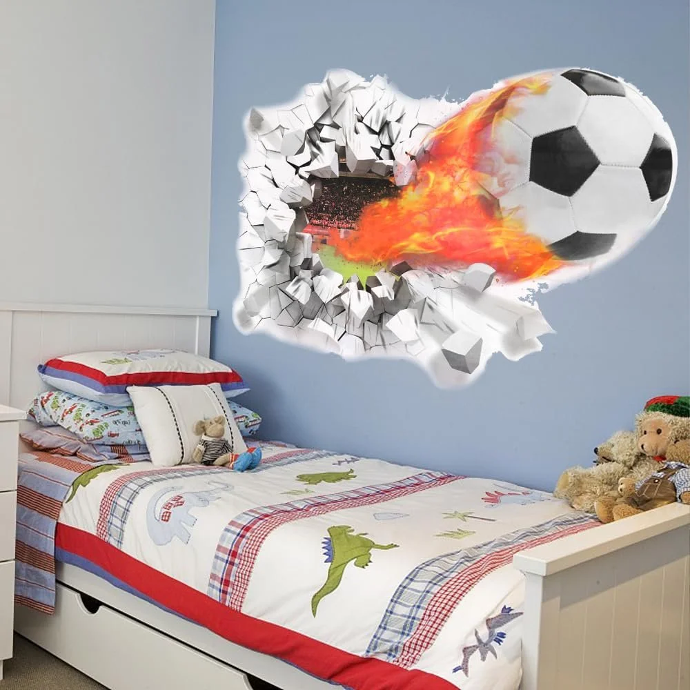Наклейка на стіну YunBey 3D Football Breakthrough 50 x 70 см, фото №6