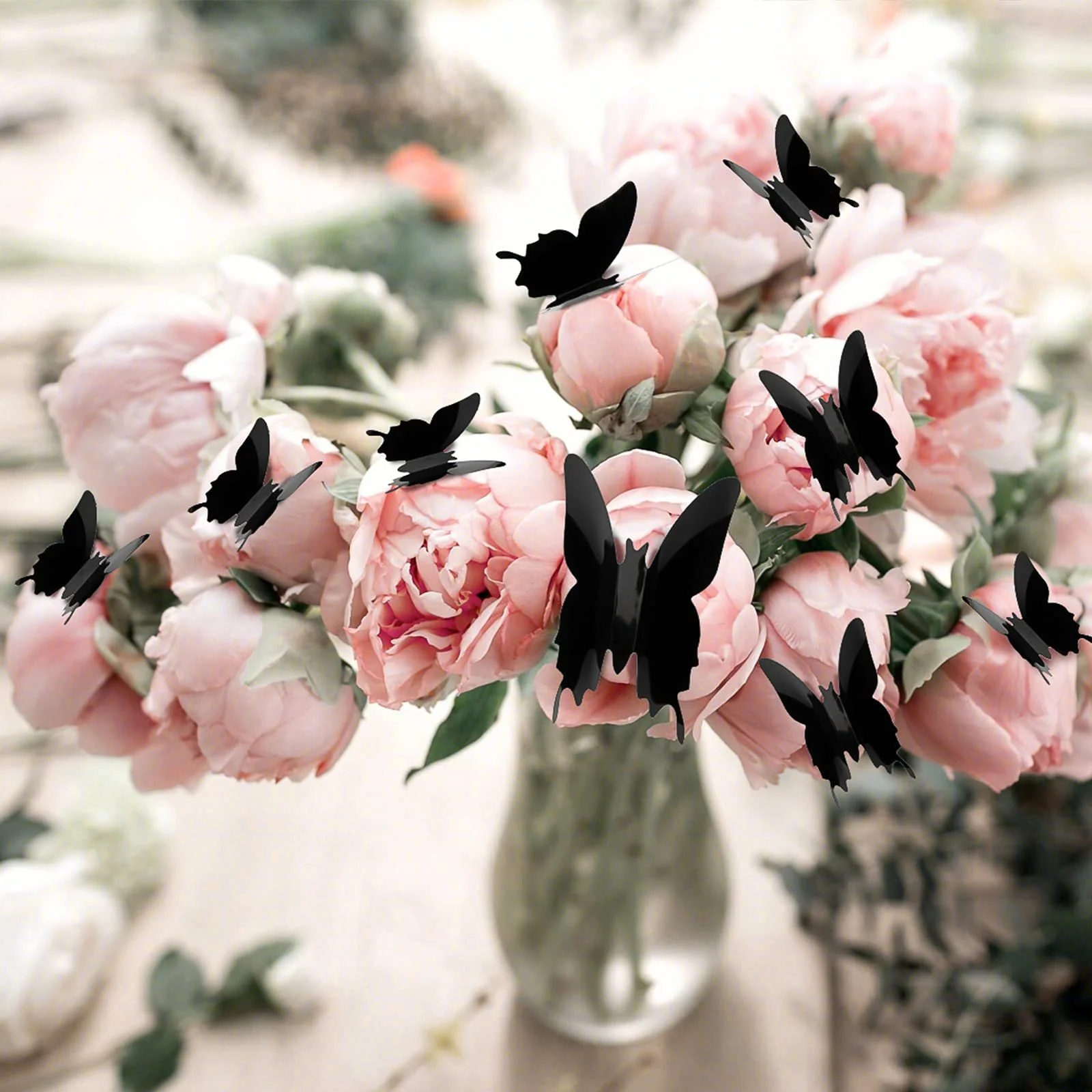 3D-наклейки на стіну SAVITA Метелики 24 шт. чорні, фото №5