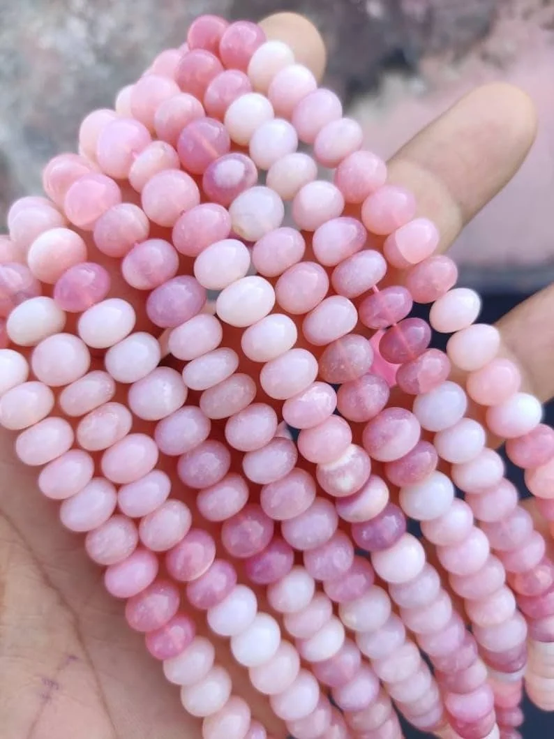 Бусины Круглые Розовый Опал Натуральный, гладкие: 8-8.5 мм, нить длиной 40 см, камни для ожерелья и браслета, фото №2