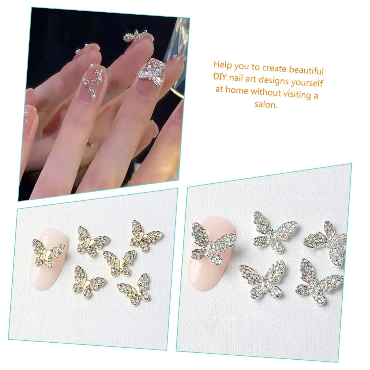 Прикраси для нігтів Метелик Healvian 22 шт., фото №5