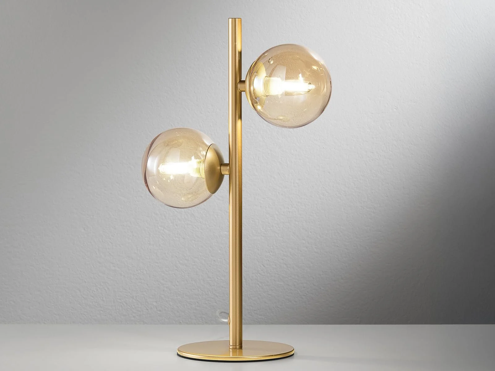 Настільна лампа Elegant Metal Brass and Smoked Glass Balls Amber 40 см, фото №3