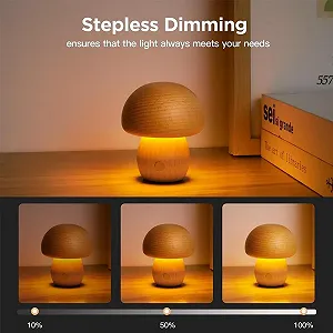 Настільна лампа Mushroom LED дерев'яна USB сенсорна ретро synthetic.ua - Фото 1