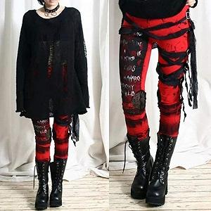 AmyGline Punk Жіночі Готичні Punk Бандажні З потертостями Вузькі Steampunk Легінси Штани-труби Для відпочинку synthetic.ua - Фото 1