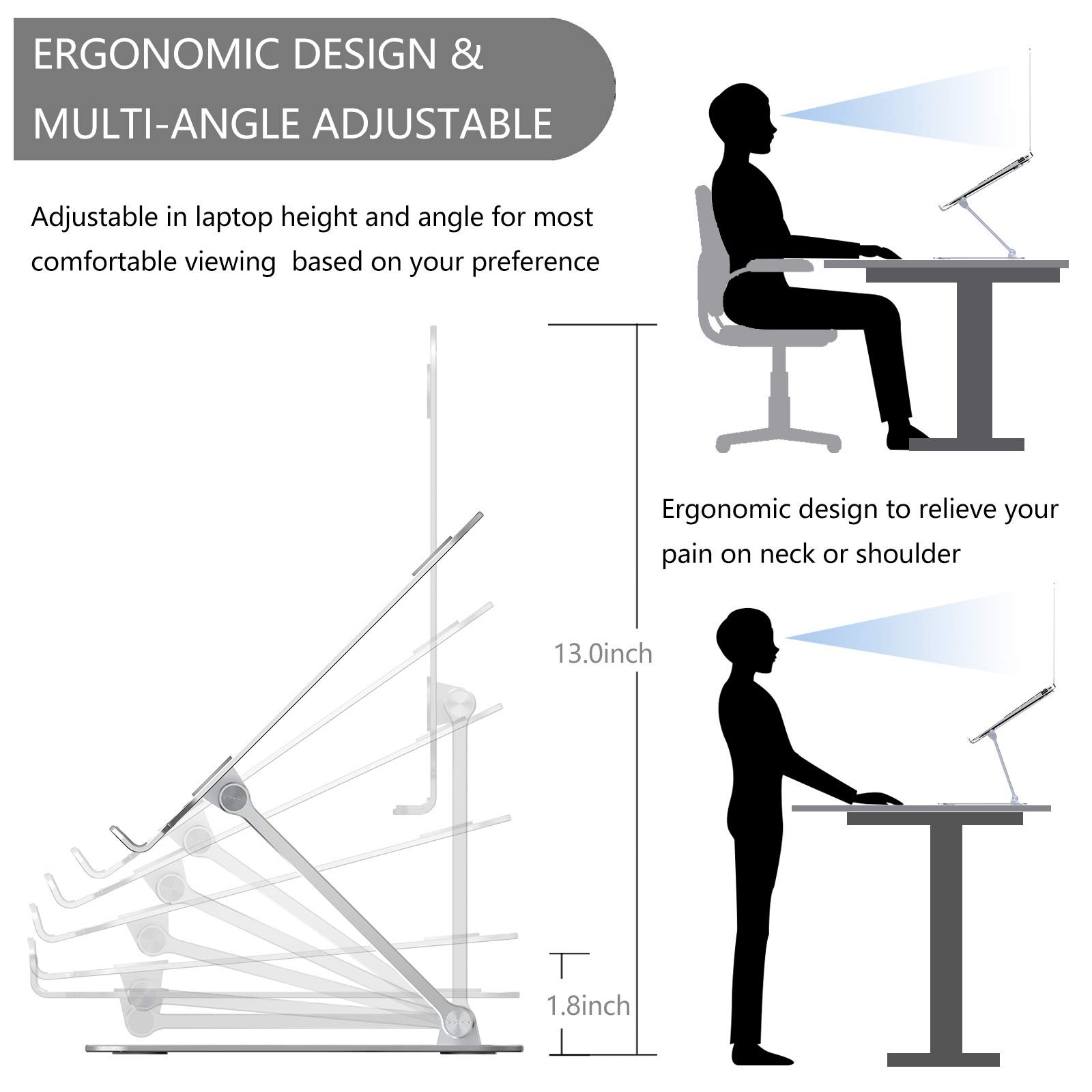 Подставка для ноутбука Premium Aluminium Регулируемая по высоте Space Grey, фото №3
