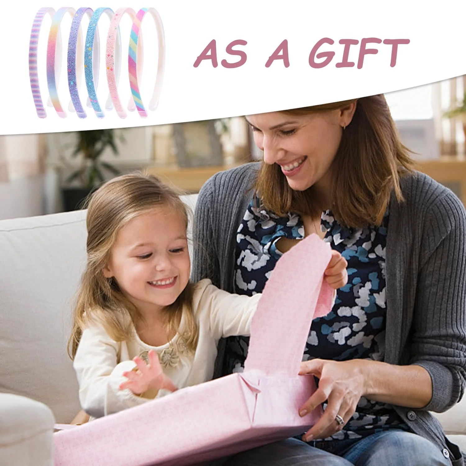 Обруч для волосся Glitzer, 6 шт., різнокольоровий, фото №6