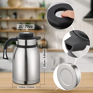 Термос-колба 2 л, Нержавеющая сталь, Кофейник с двойной вакуумной изоляцией, Чайник с термоизоляцией высокого качества для кофе, молока, чая, напитков synthetic.ua - Фото 1