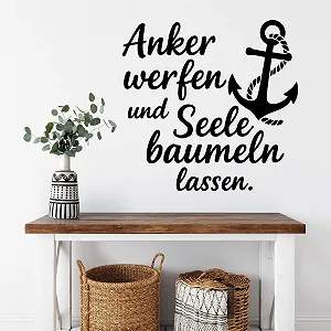 Наклейка на стіну морська Якір "Throw and Let Your Soul Dangle" Вінілова Розмір 2 60 x 58 см - Фото 1