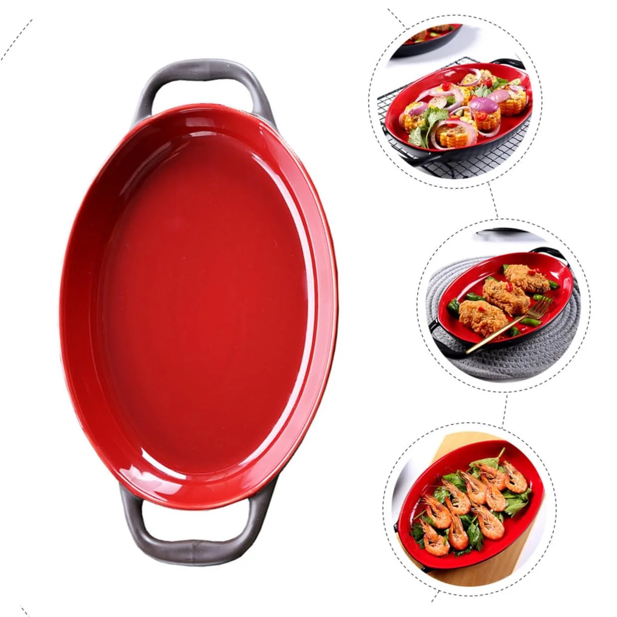 Форма для запікання Toyvian Ceramic Oval Casserole Compartment антипригарна термостійка елегантний дизайн, фото №4