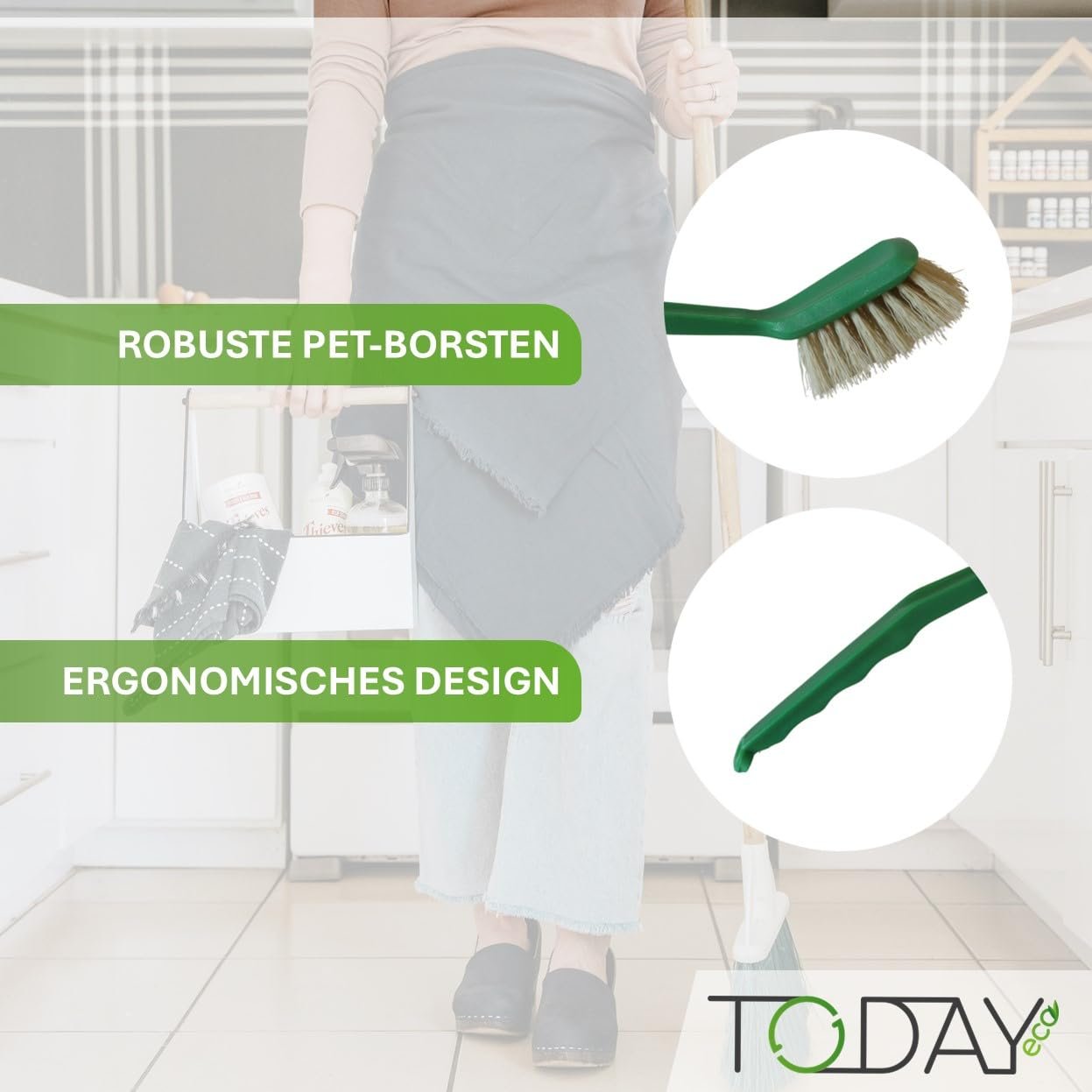 Щетка для посуды Today Eco полужесткая щетина эргономичная ручка Made in Italy, фото №2