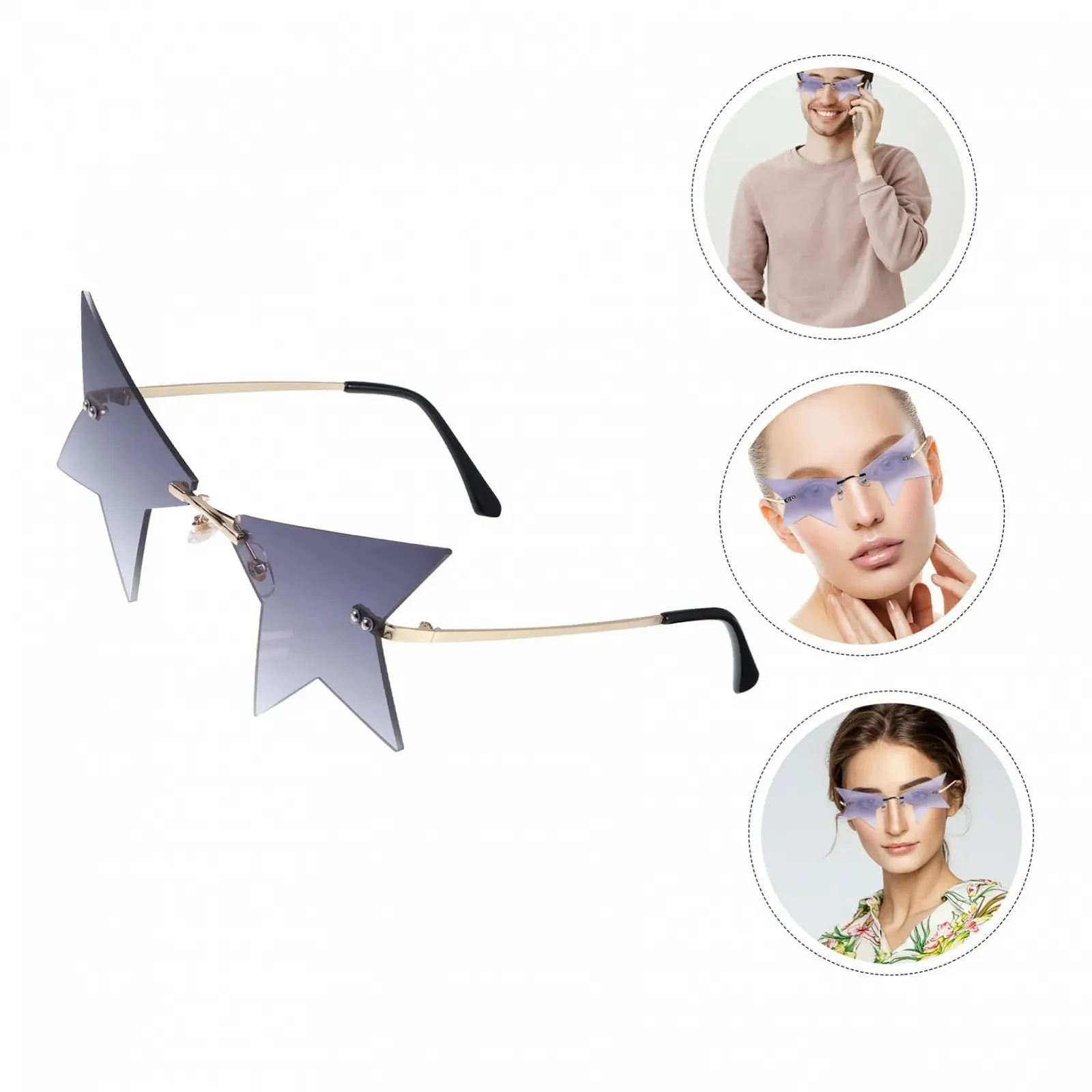 Сонцезахисні окуляри PACKOVE Зіркоподібні Без оправи Поляризовані лінзи Метал, фото №2