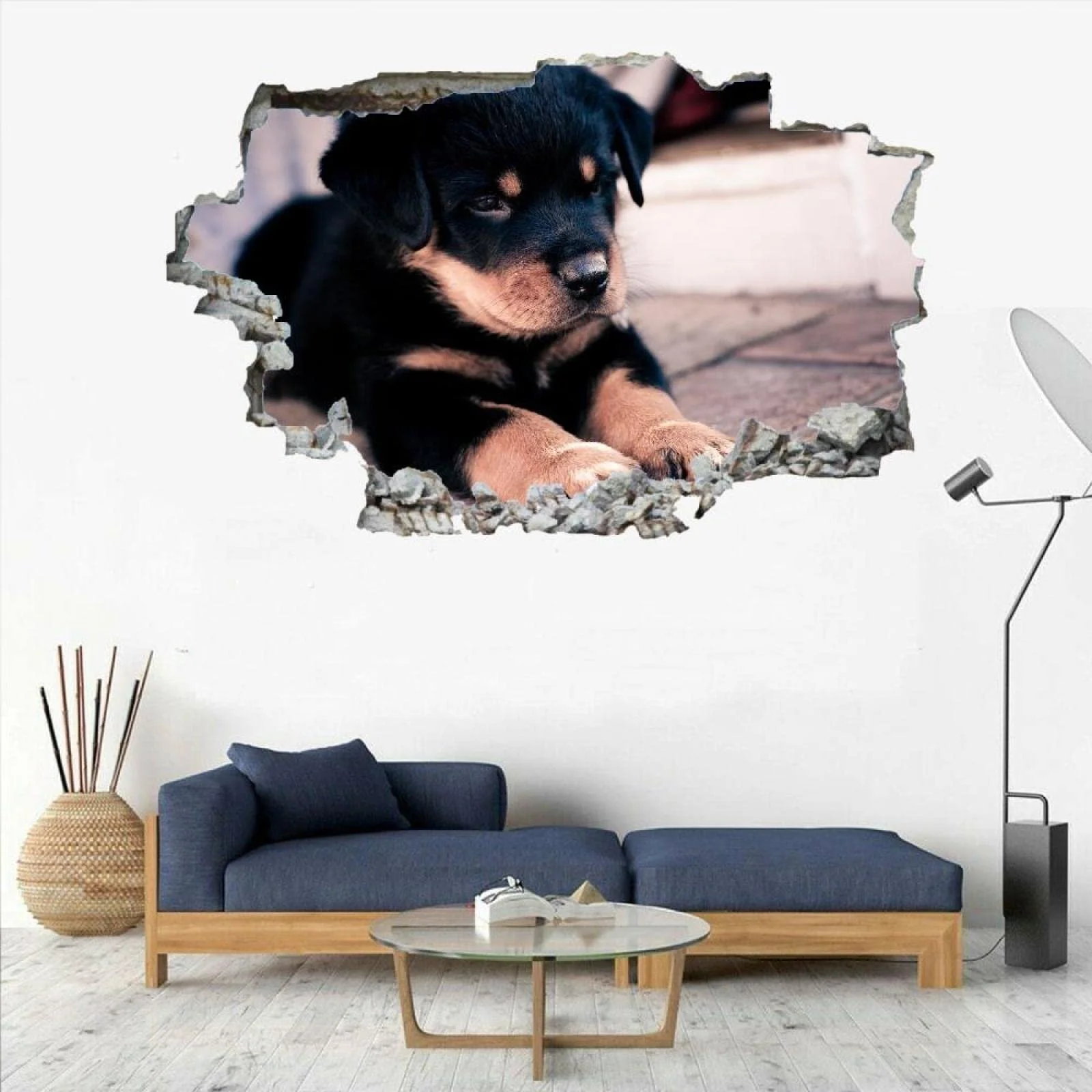 Наклейка на стіну 3D Прорив Собака Вінілова Самоклеюча 75 x 50 см, фото №2 Наклейка на стіну 3D Прорив Собака Вінілова Самоклеюча 75 x 50 см, фото №2