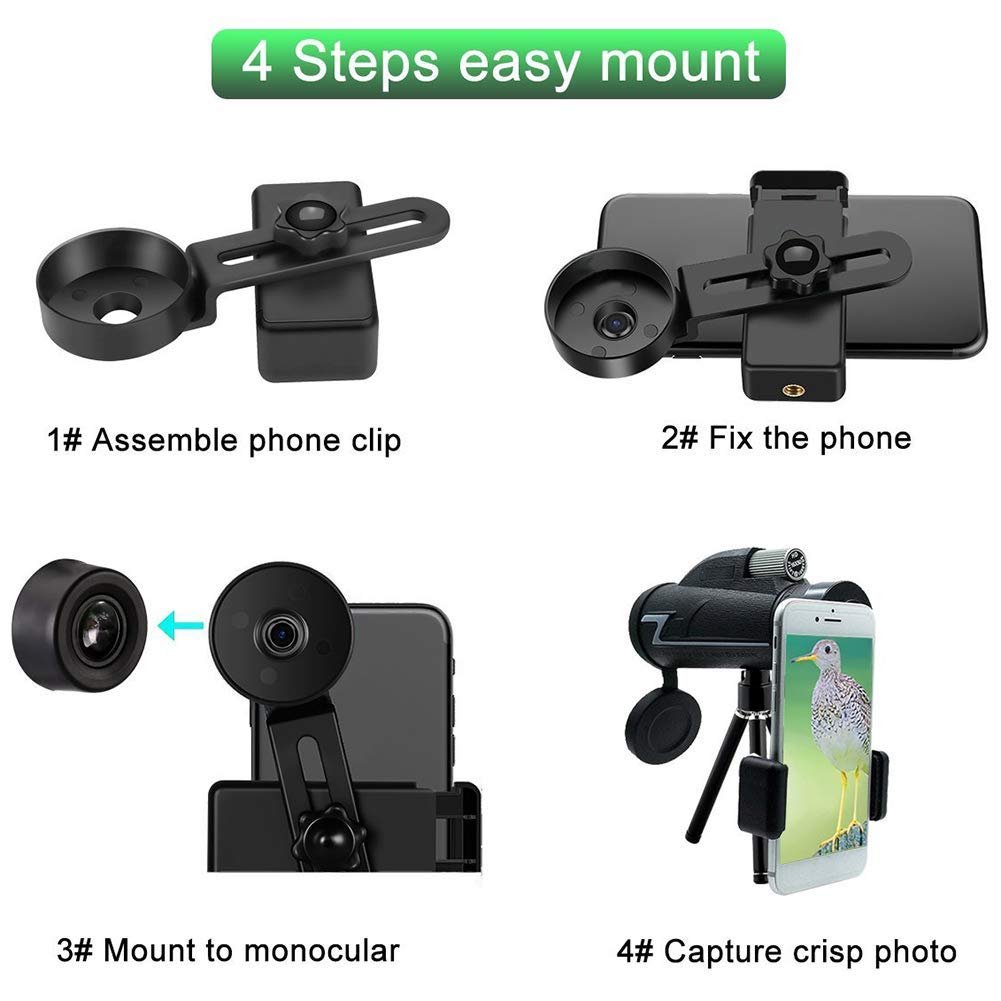 HD Durable Powerful 16x50 Монокуляр Телескоп Bak4 Prism Водонепроникний Проти туману Монокулярний приціл штатив тримач для телефону ідеально для птахів, фото №3