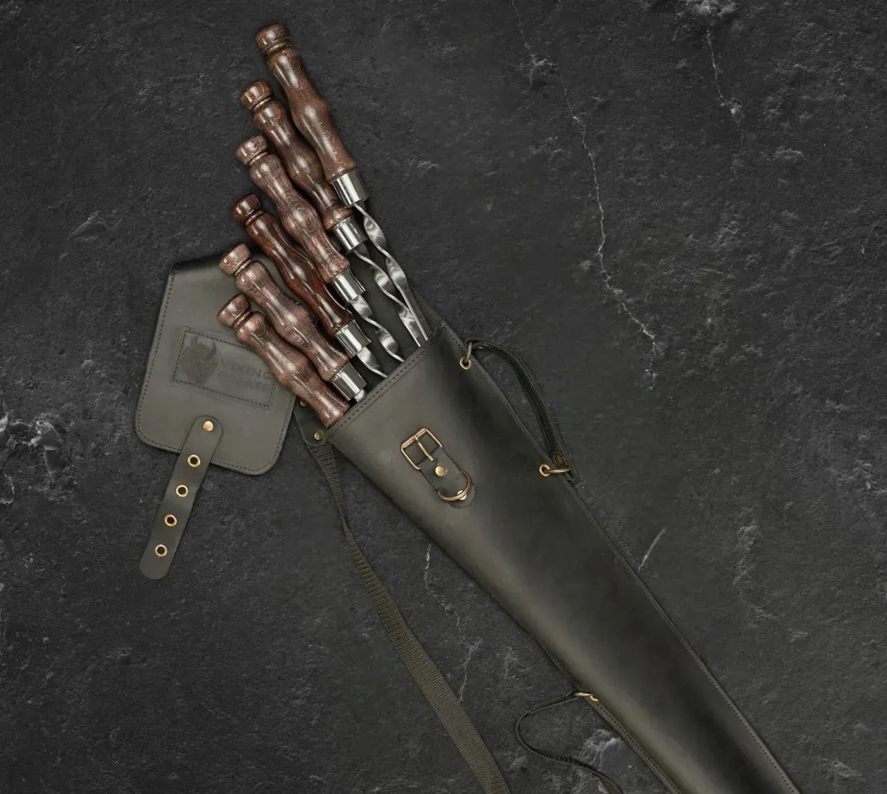 Набор шампуров "Асгард Lite" в кожаном кейсе 6 предметов, фото №1