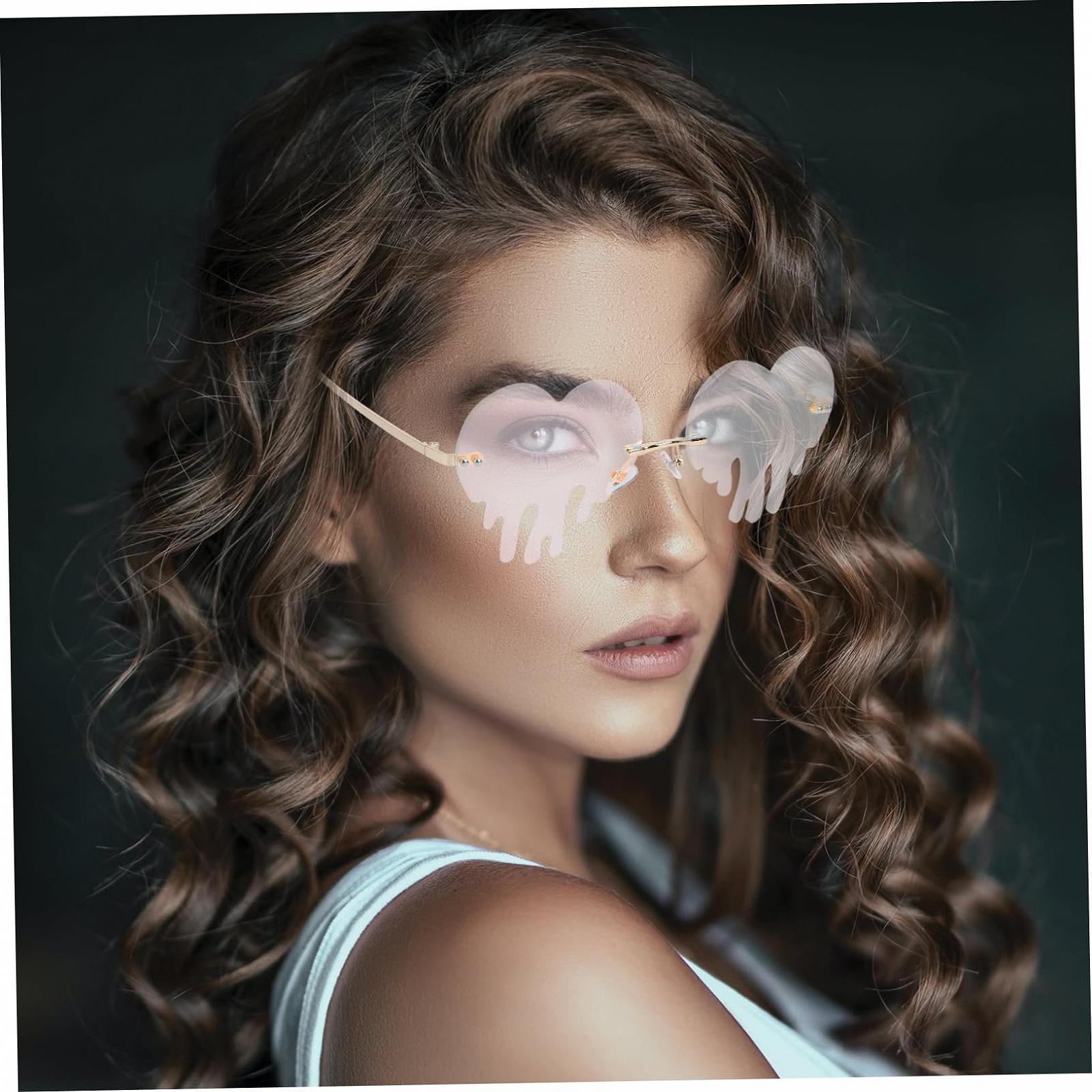 Сонцезахисні окуляри Крапля Любові PACKOVE Без оправи Серце Рожевий, фото №4