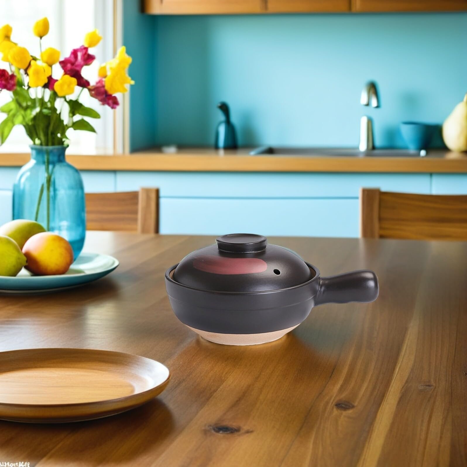 Горщик глиняний великий жаростійкий з ручкою для газових плит, фото №6