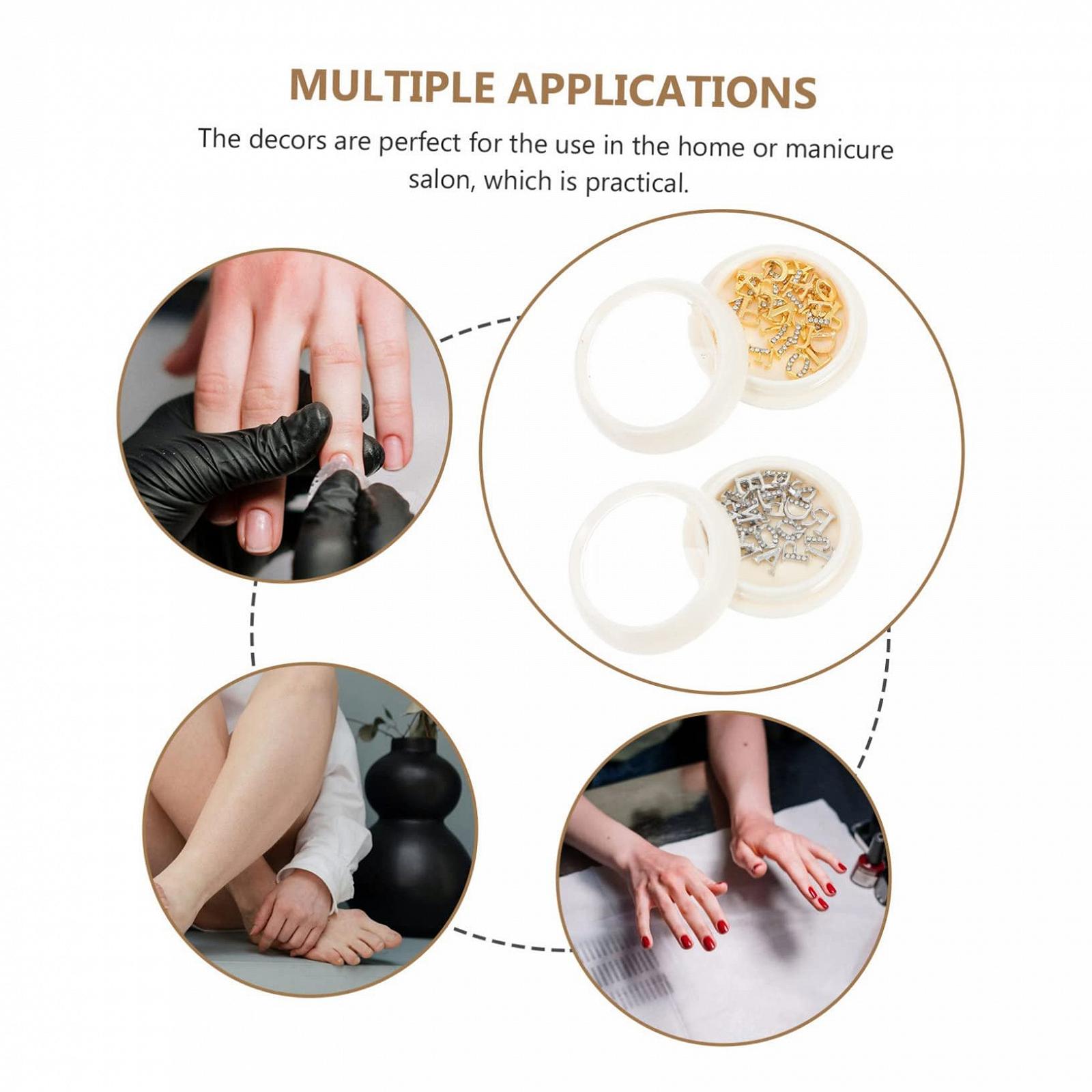 Украшения для ногтей (2 коробки) Healeved Буквы Подвески для ногтей для мобильного телефона Металлические украшения для ногтей Буквы для дизайна ногтей Стразы, фото №7