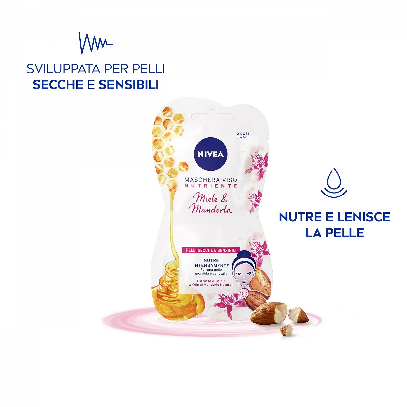 Маска для обличчя NIVEA Живильна Мед та Мигдаль для сухої та чутливої шкіри, фото №2