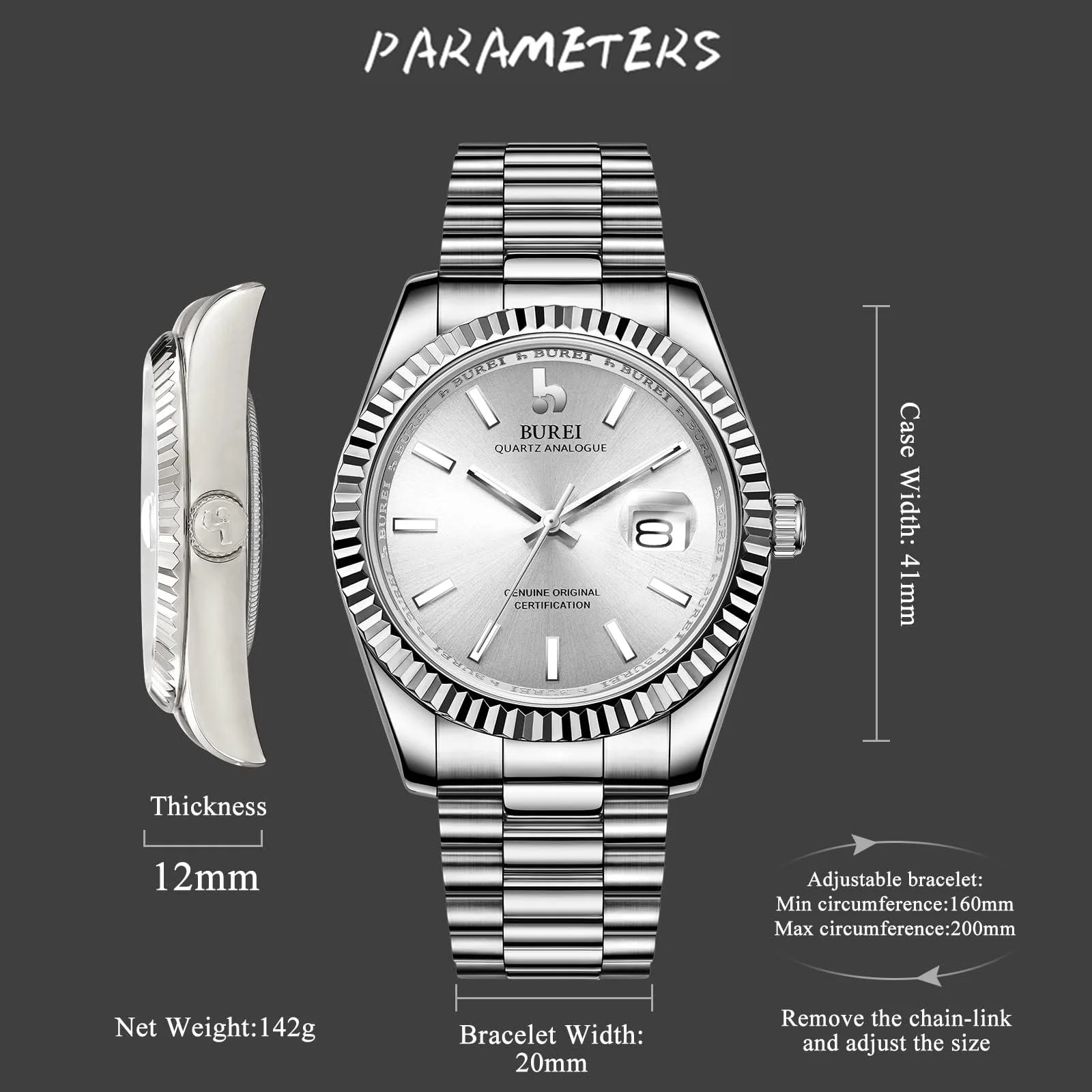 Классические часы BUREI DE-8002, фото №4