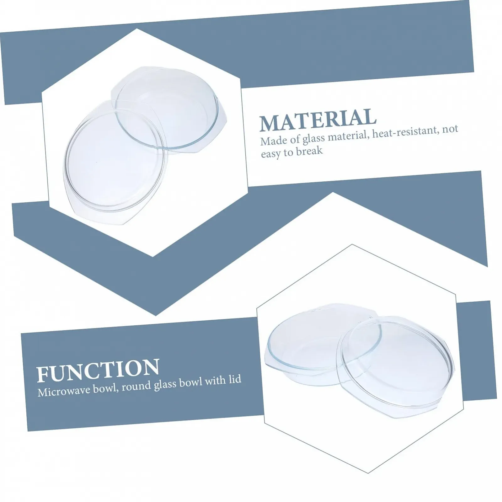 Форма для запікання кругла скляна з кришкою та ручками прозора, фото №3