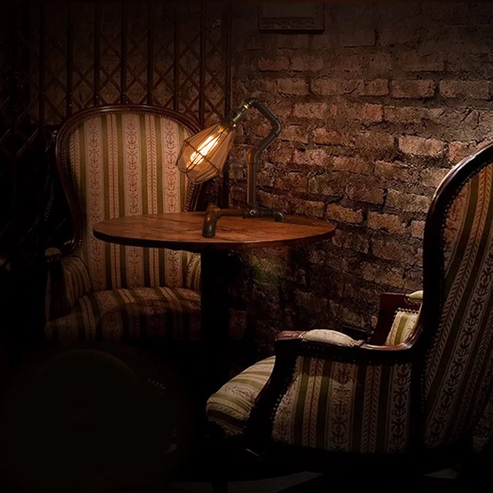 Настільна лампа Industrial Vintage Steampunk металева залізна водопровідна труба 5408, фото №3