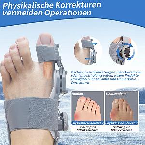 Шина для корекції Hallux Valgus, регульована, з кнопковими шинами з 4 кутами фіксації, потовщеною силіконовою підкладкою, для лівої та правої ноги, сіра synthetic.ua - Фото 1