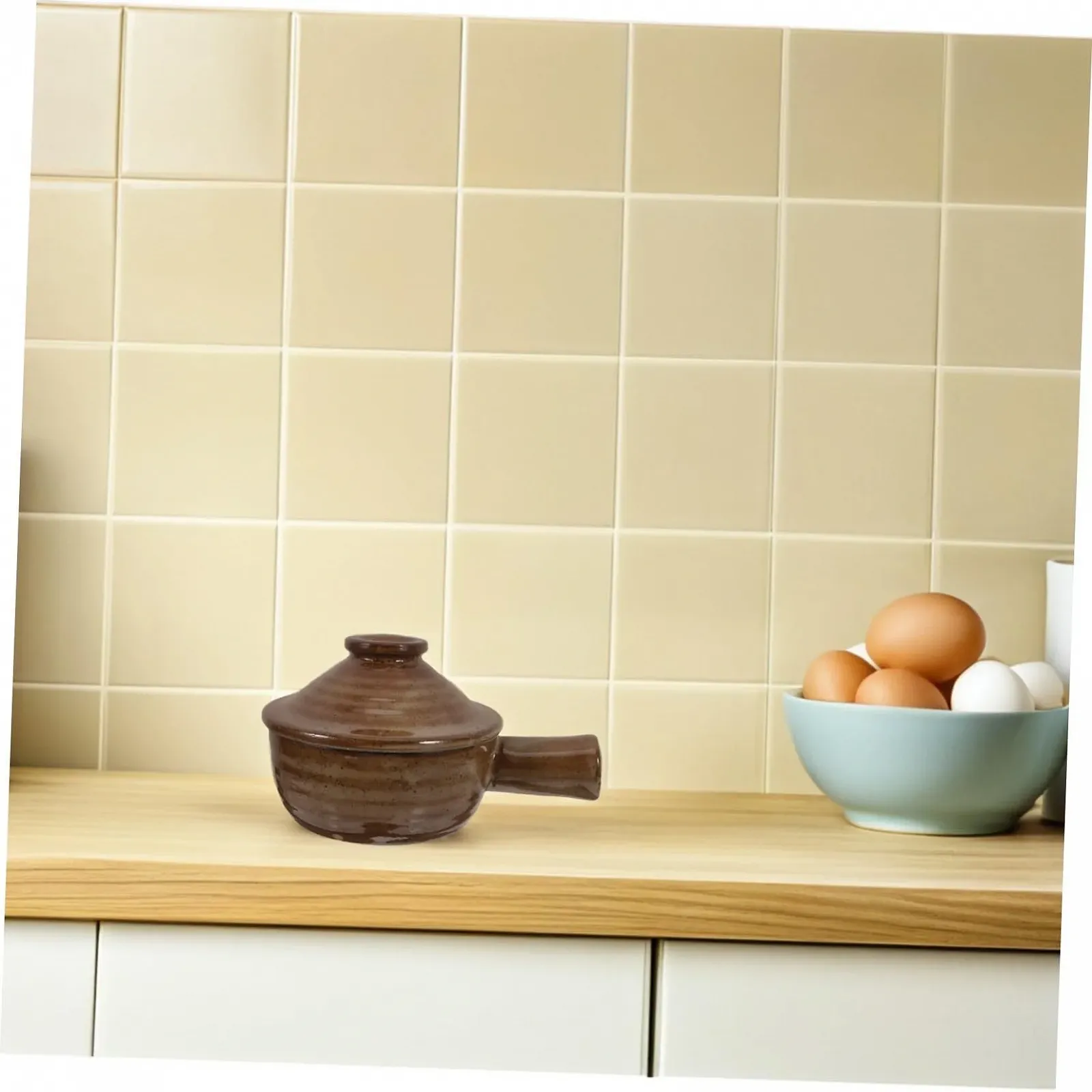 Набор кастрюль-жаровен 2 шт. керамика жаростойкие терракотовые с крышкой, фото №5