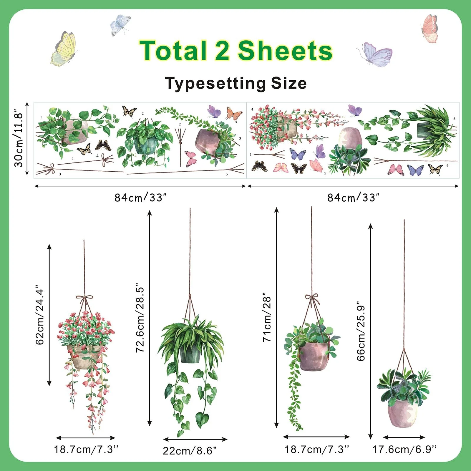 Наклейки на окно Подвесные комнатные растения Весна Зеленые растения Антибликовые, фото №7