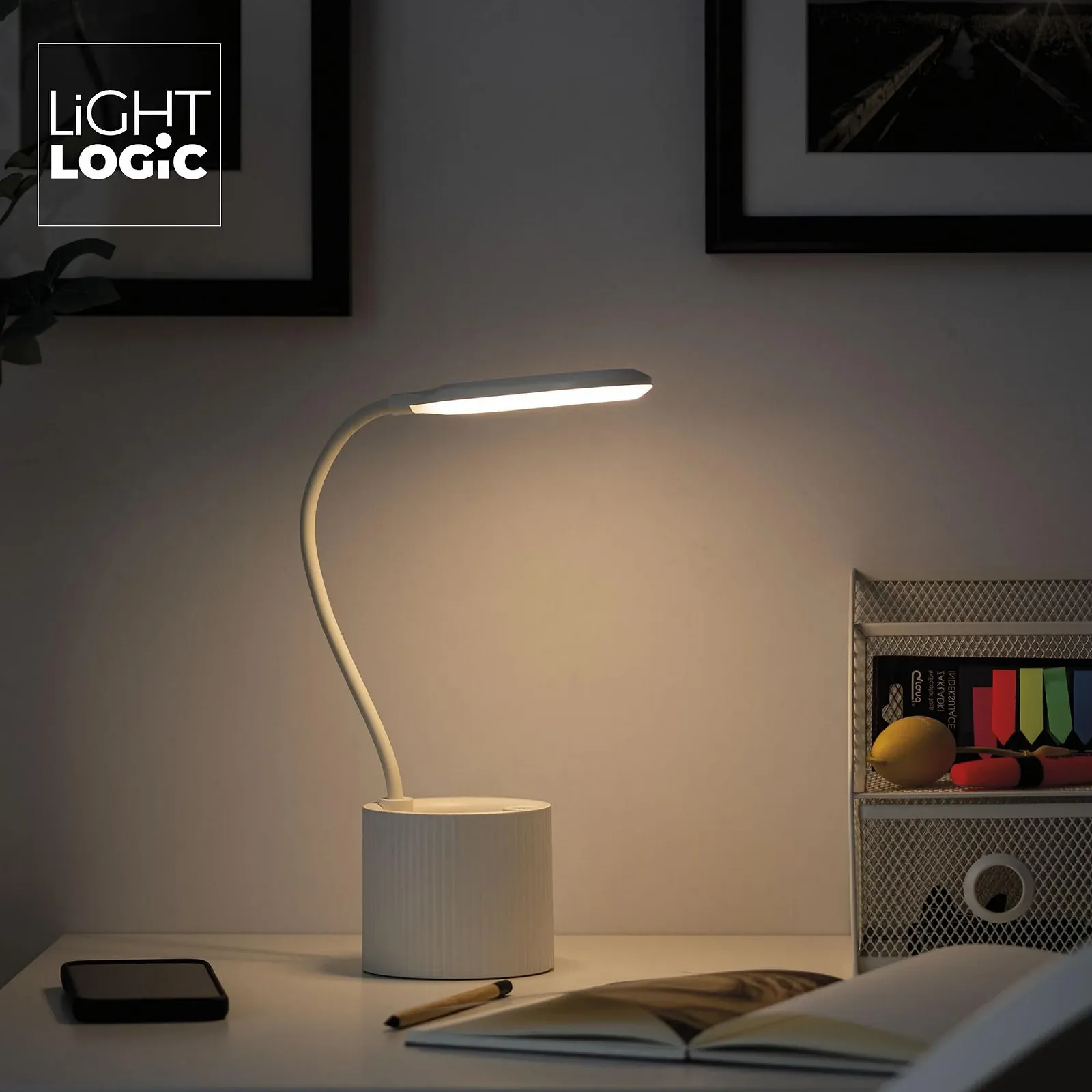 Настільна лампа LightLogic LL LANKI DIM CCT W Акумуляторна з органайзером Біла, фото №8