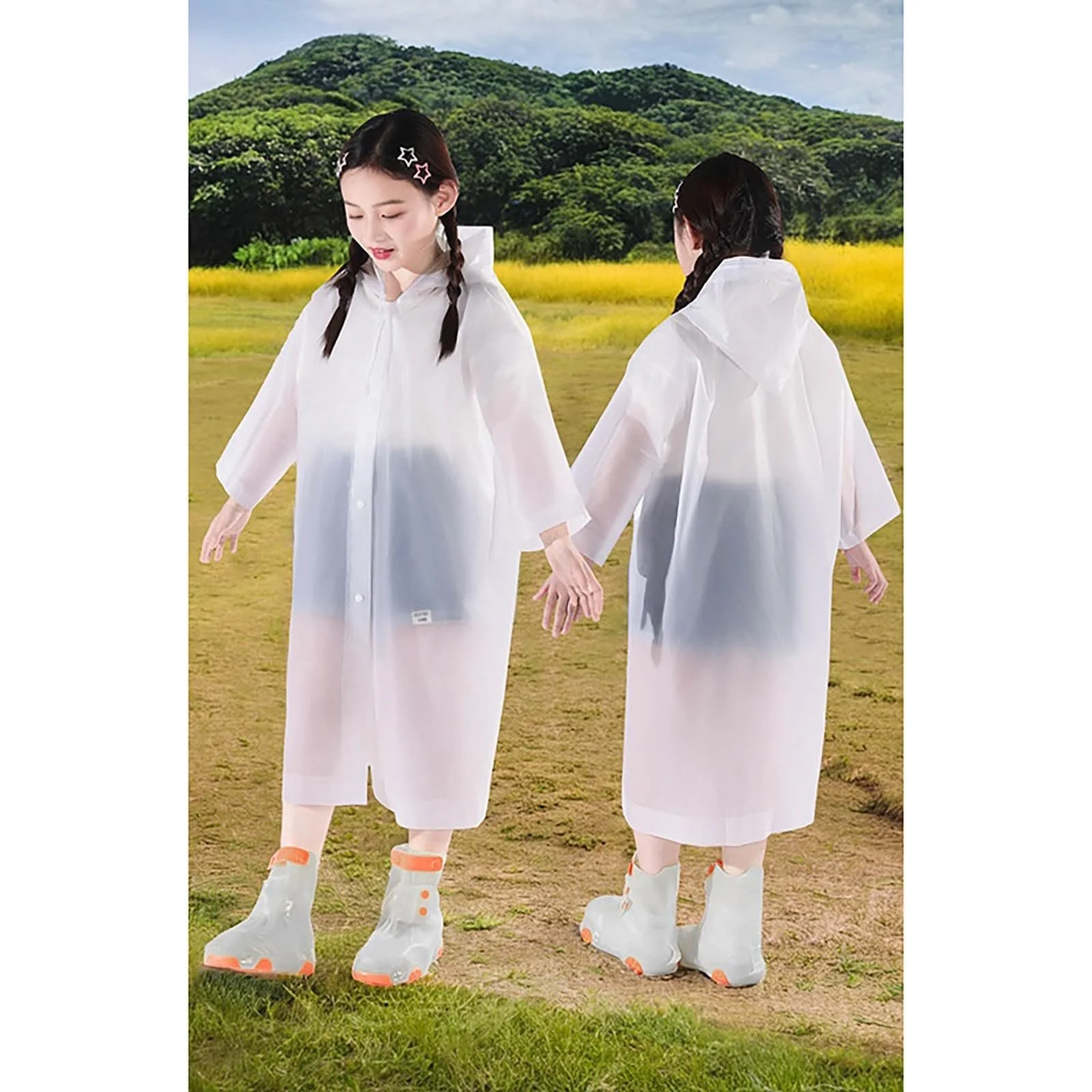 Прозорий дощовик Beokeuioe, довгий, фото №2