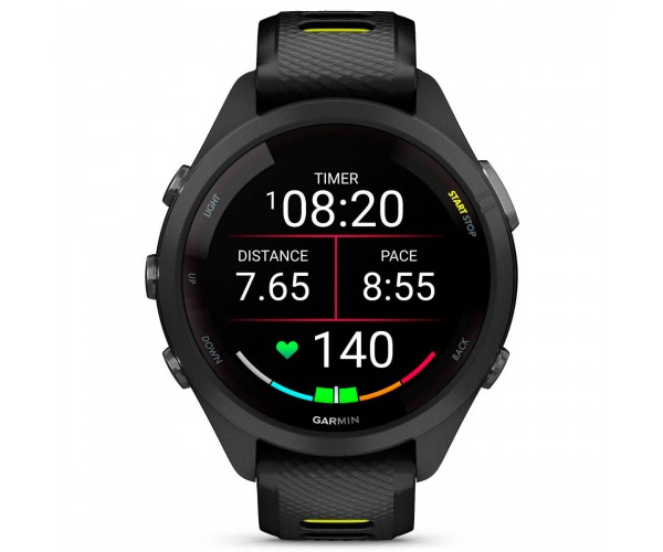 Смарт-годинник Garmin Forerunner 265S Black Bezel and Case with Black/Amp Yellow Silicone Band (010-02810-53), фото №2