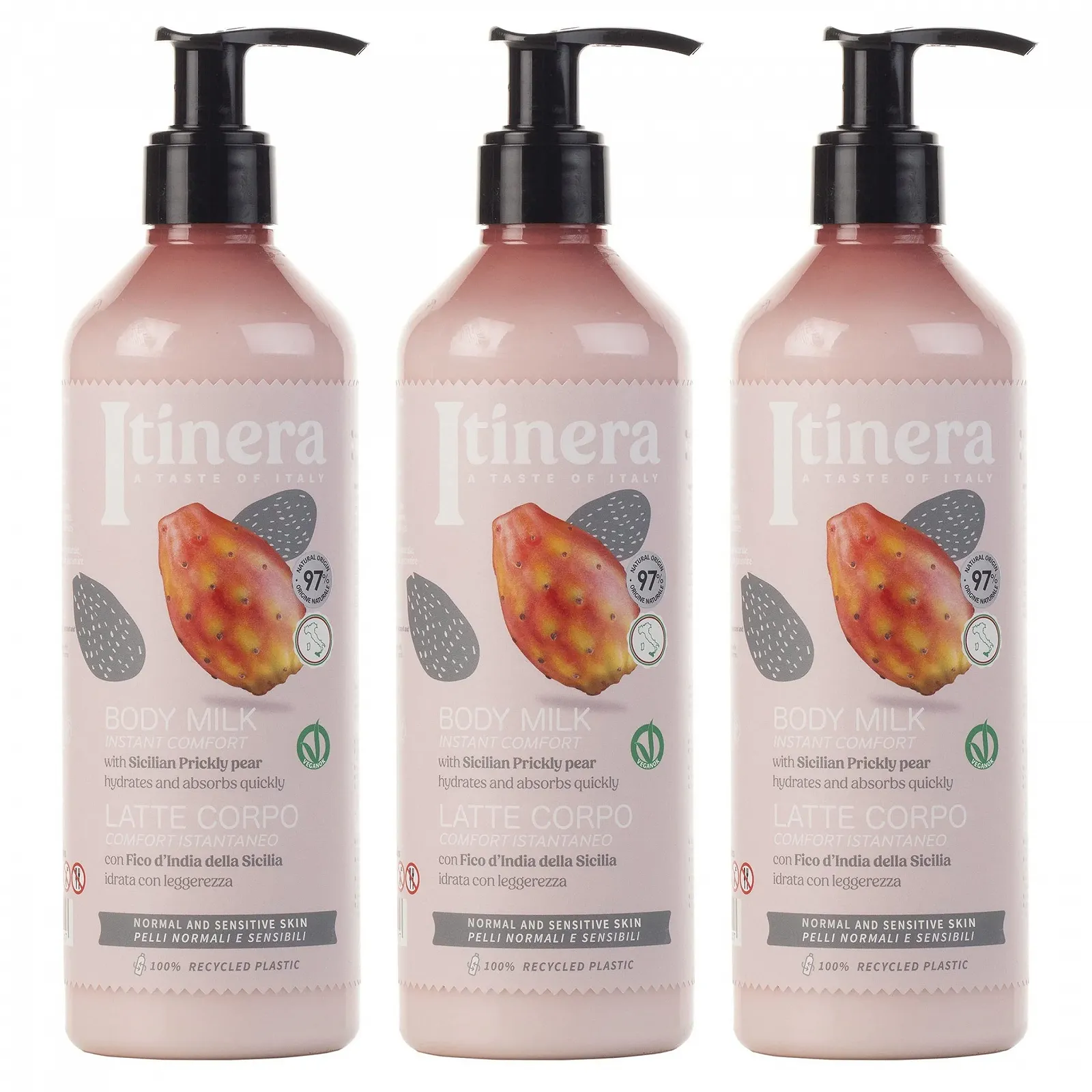 Молочко для тіла ITINERA для нормальної та чутливої шкіри з сицилійською опунцією, 97% натуральних інгредієнтів, 370 мл, 2 шт, фото №4 Молочко для тіла ITINERA для нормальної та чутливої шкіри з сицилійською опунцією, 97% натуральних інгредієнтів, 370 мл, 2 шт, фото №4