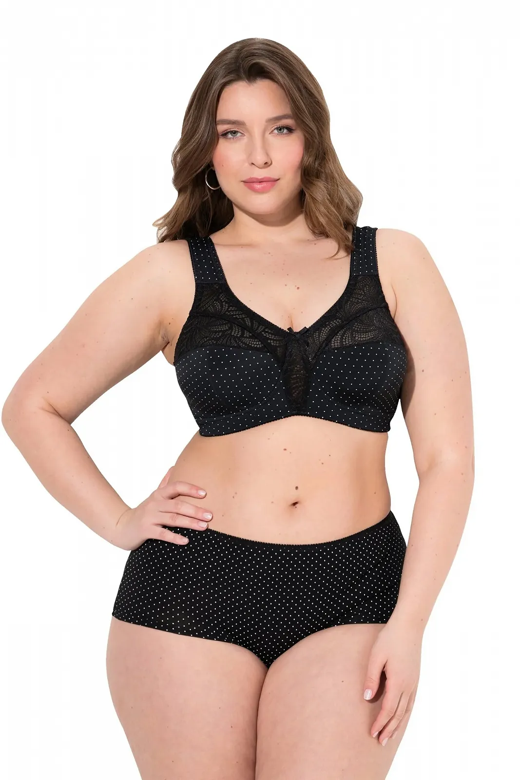 Бюстгальтер Ulla Popken Plus Size 830454 мереживний розвантажувальний без кісточок, фото №1