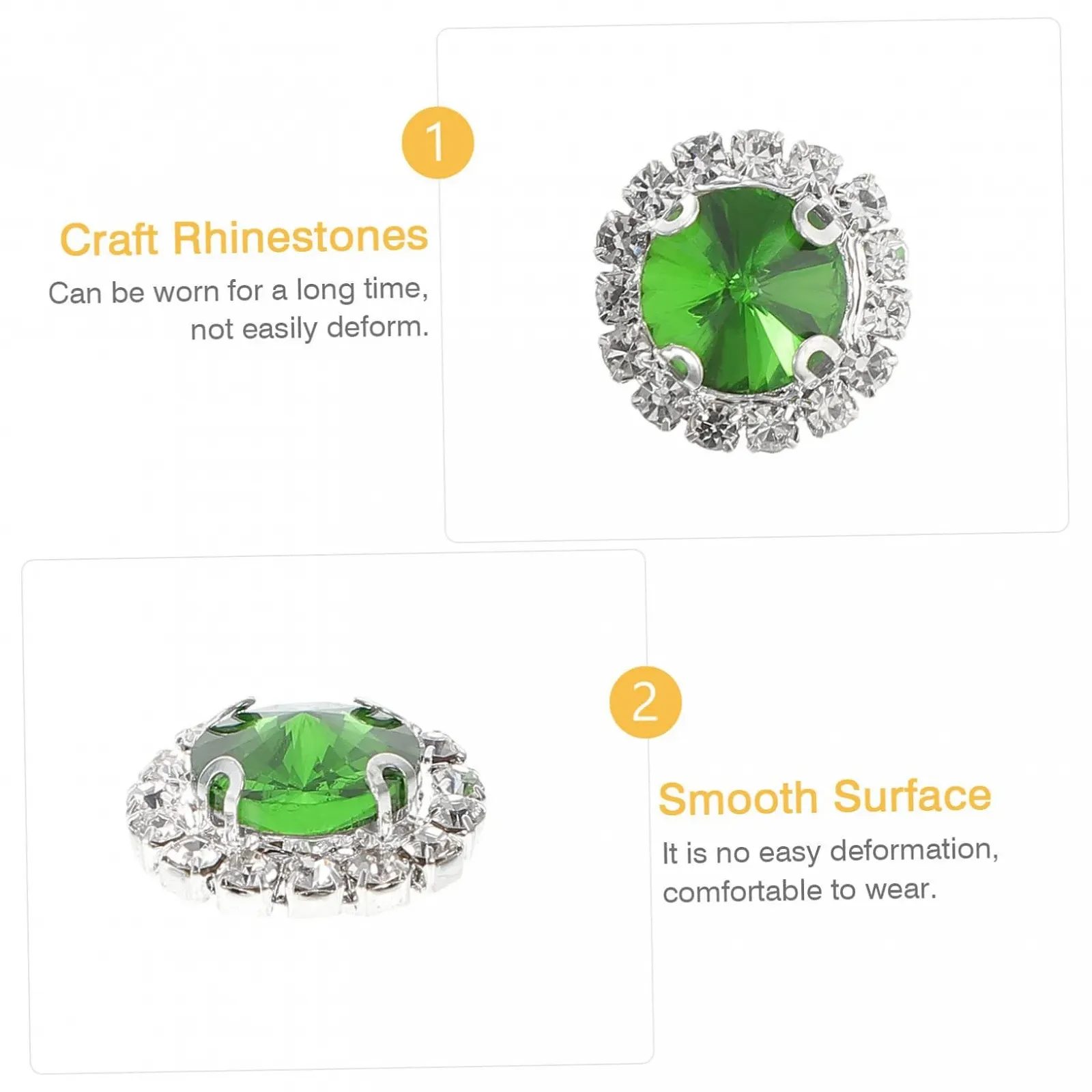 Стрази SEWACC Плоскі Зелені 20 шт. для рукоділля, штучні діаманти з плоскою задньою стороною для весільної дівич-вечірки, виготовлення ювелірних виробів, фото №5