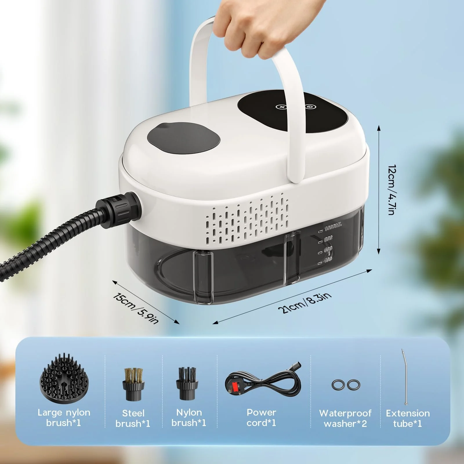 Пароочисник 2500 W 3 щітки 6 режимів 1100 ml, фото №5