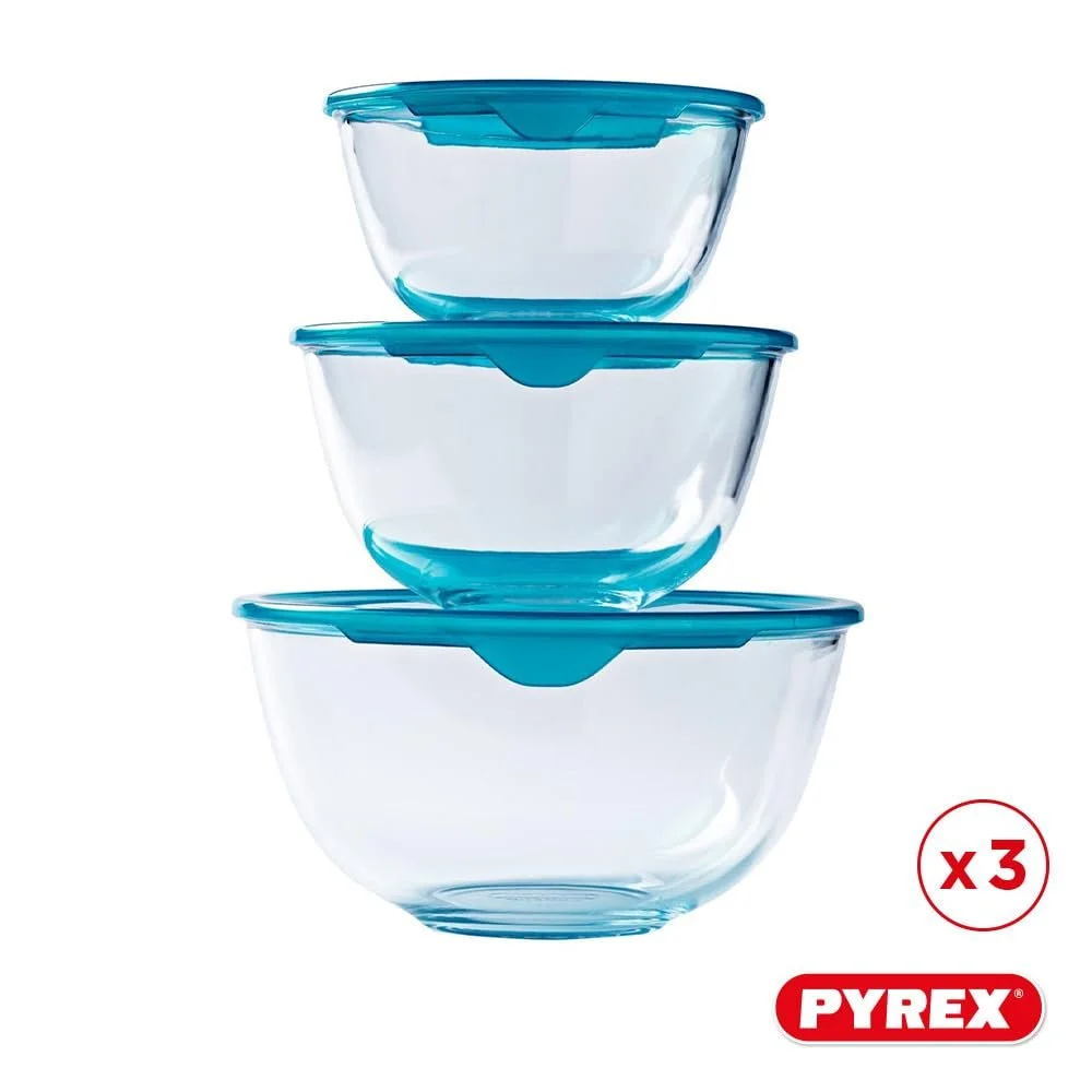 Набор чаш Pyrex Prep & Store с крышками 0,5 л, 1 л, 2 л стекло 3 шт, фото №2 Набор чаш Pyrex Prep & Store с крышками 0,5 л, 1 л, 2 л стекло 3 шт, фото №2