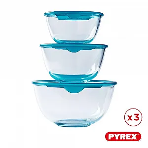 Набір чаш Pyrex Prep & Store з кришками 0,5 л, 1 л, 2 л скло 3 шт synthetic.ua - Фото 1