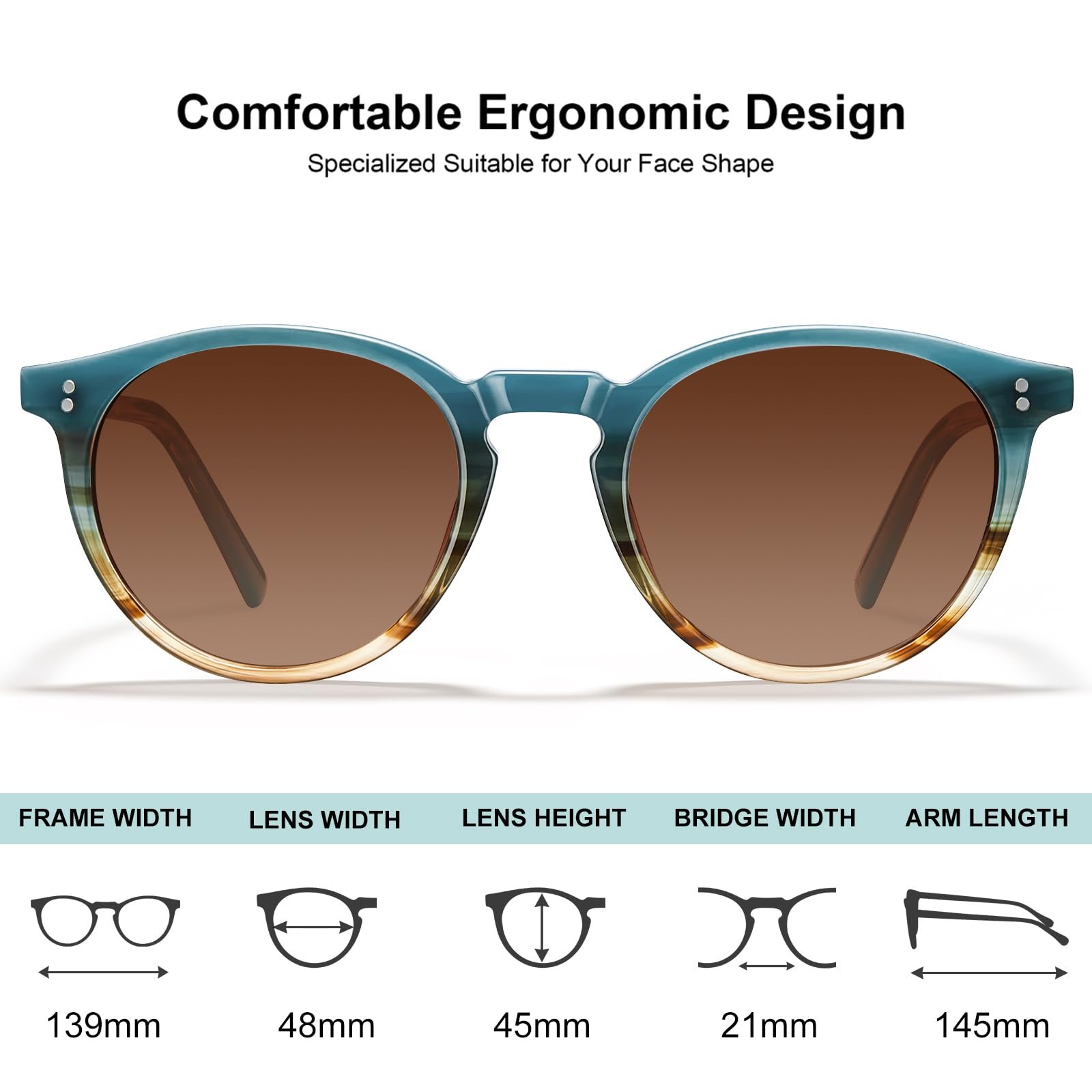 Поляризовані сонцезахисні окуляри Жіночі Ретро Круглий дизайн CARFIA CA2302, фото №7 Поляризовані сонцезахисні окуляри Жіночі Ретро Круглий дизайн CARFIA CA2302, фото №7