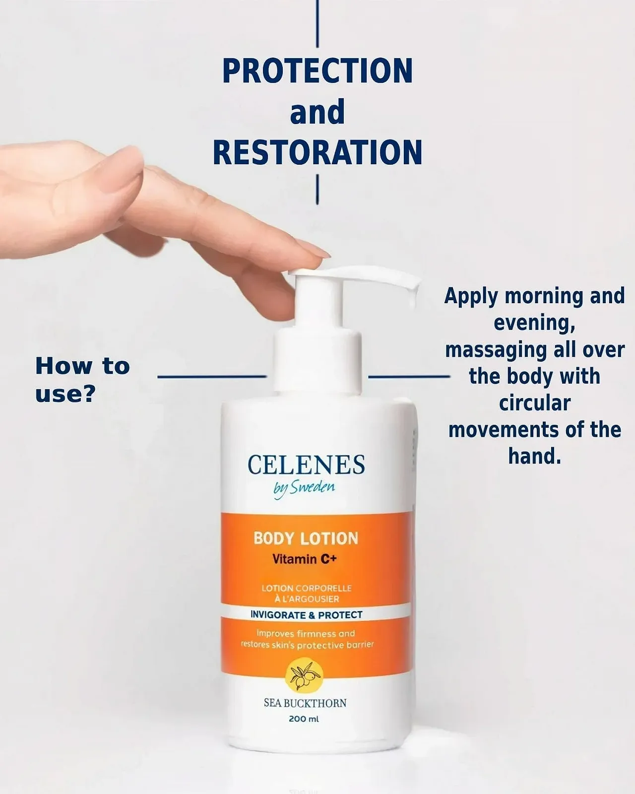 Лосьйон для тіла Celenes by Sweden обліпиха та вітамін C, 2 шт. по 200 мл, фото №6