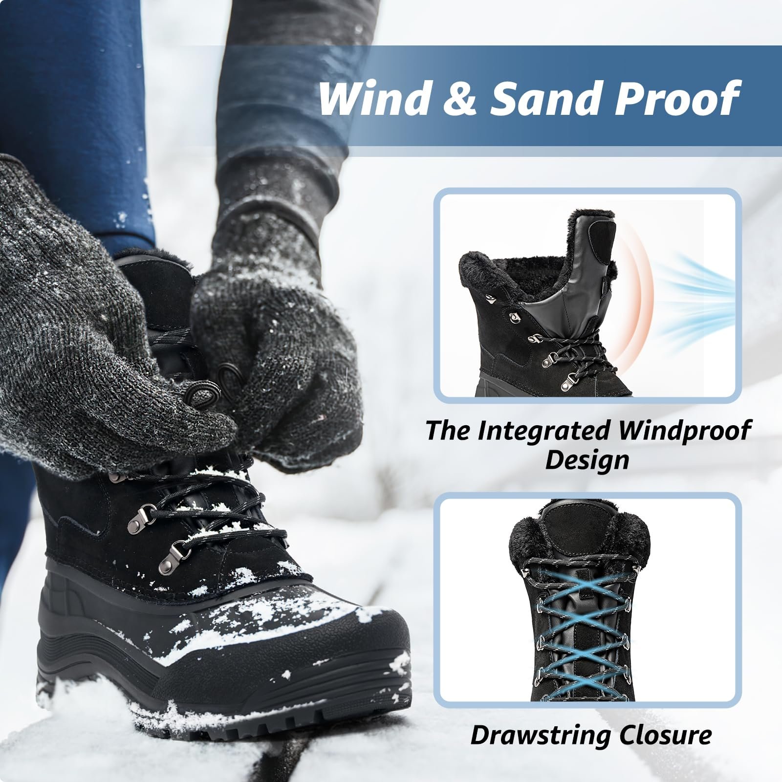 Чоловічі утеплені зимові черевики FREE SOLDIER Водонепроникні Нековзкі, фото №5