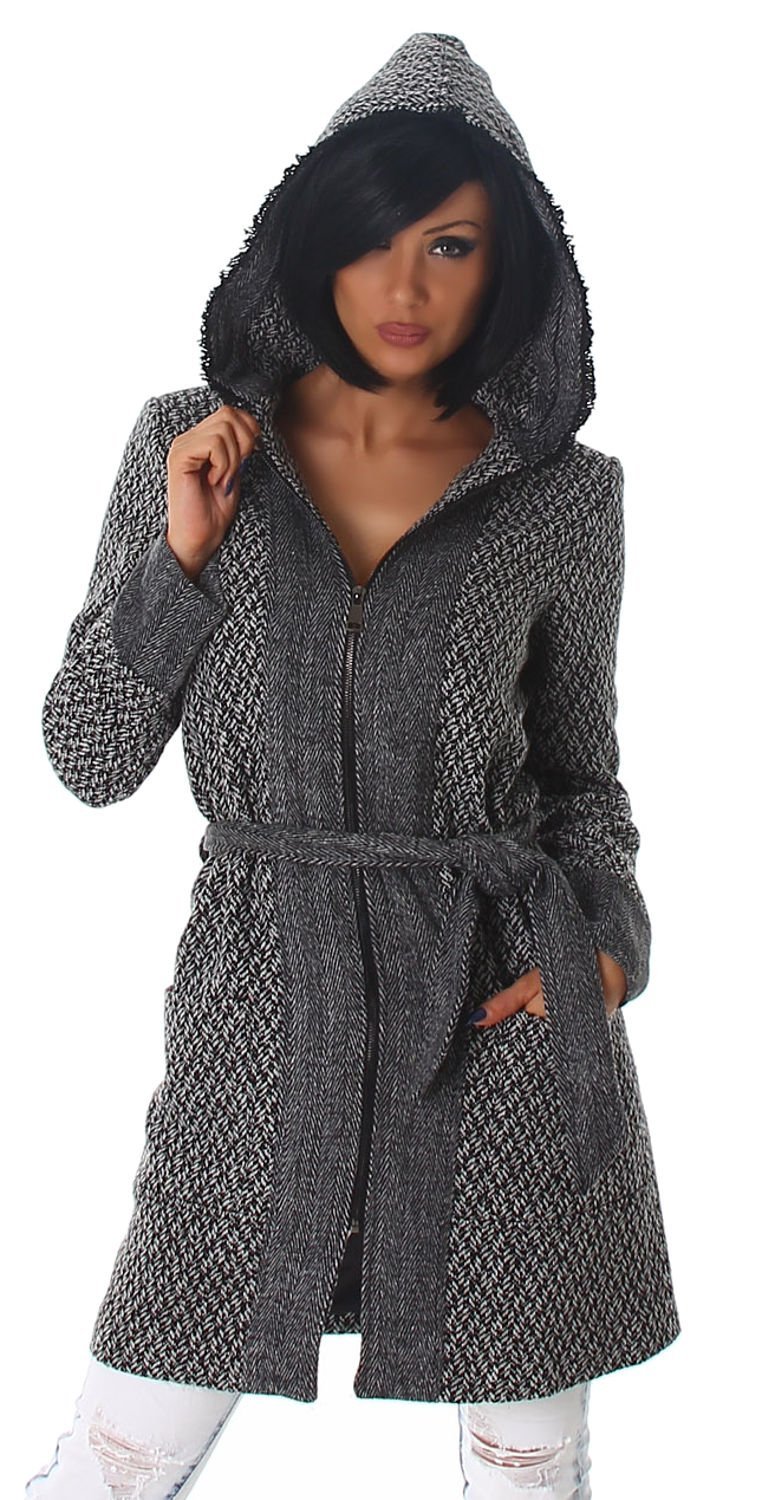 Коротке пальто Voyelles з поясом і капюшоном, фото №1 Коротке пальто Voyelles з поясом і капюшоном, фото №1