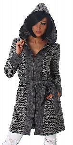 Коротке пальто Voyelles з поясом і капюшоном - Фото 1