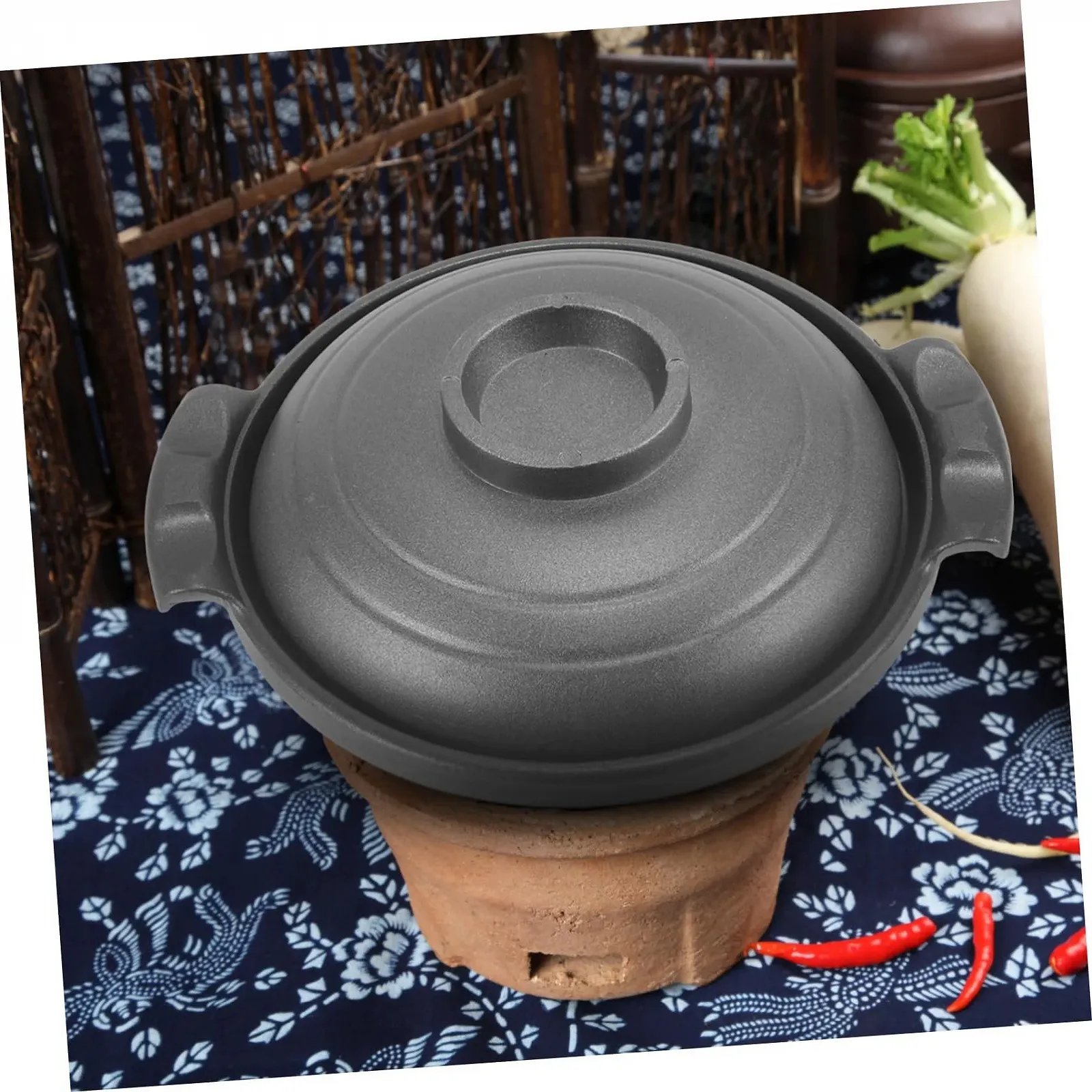 Кастрюля-горшок GLEAVI керамическая термостойкая с двумя ручками, фото №5