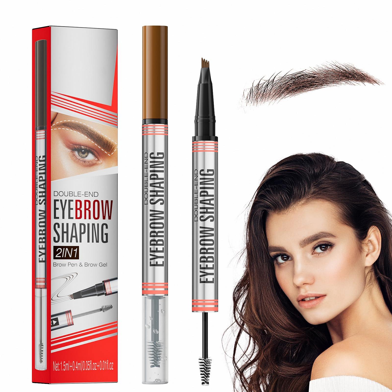 Олівець для брів 3D Водостійкий 2-в-1 з гелем Світло-коричневий, фото №1