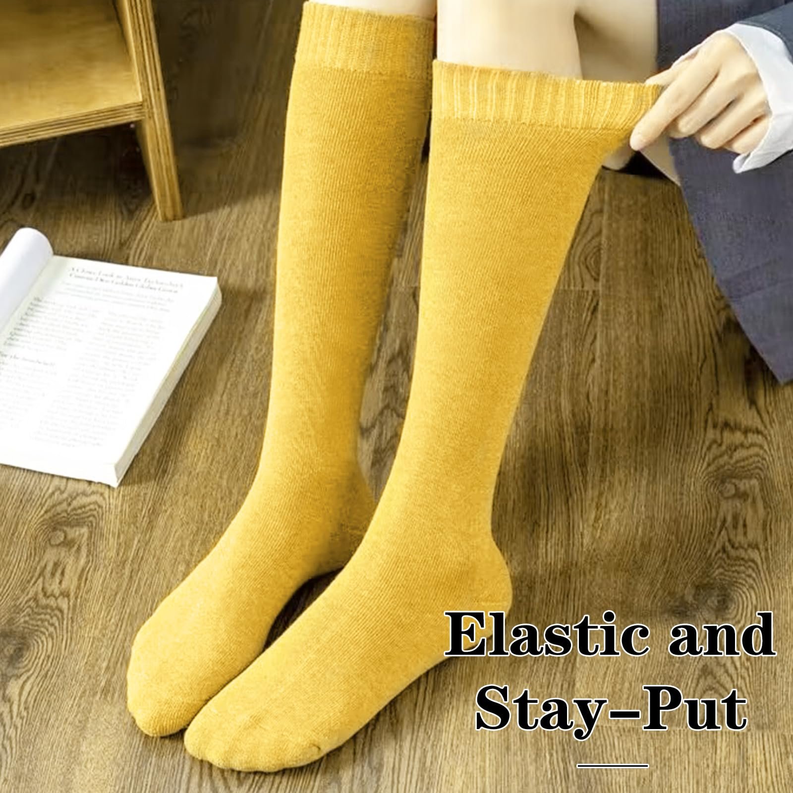 Носки Fadcaer, 3 пары, женские, до колена, мягкие, толстые, удобные, теплые зимние, длинные, свободные, вязаные чулки, размер 4-7, фото №6