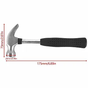 Молоток-гвоздодер мини Black & Silver 160 мм стальной с эргономичной резиновой ручкой synthetic.ua - Фото 1
